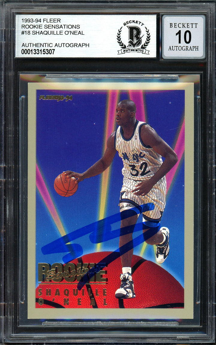 Shaquille O'Neal Auto 1993-94 Fleer Rookie Card Gem 10 Beckett 13315307 Image 1