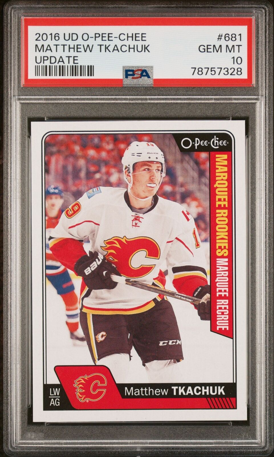 Graded 2016 UD O-Pee-Chee Matthew Tkachuk #681 Update Rookie Hockey Card PSA 10 Image 1