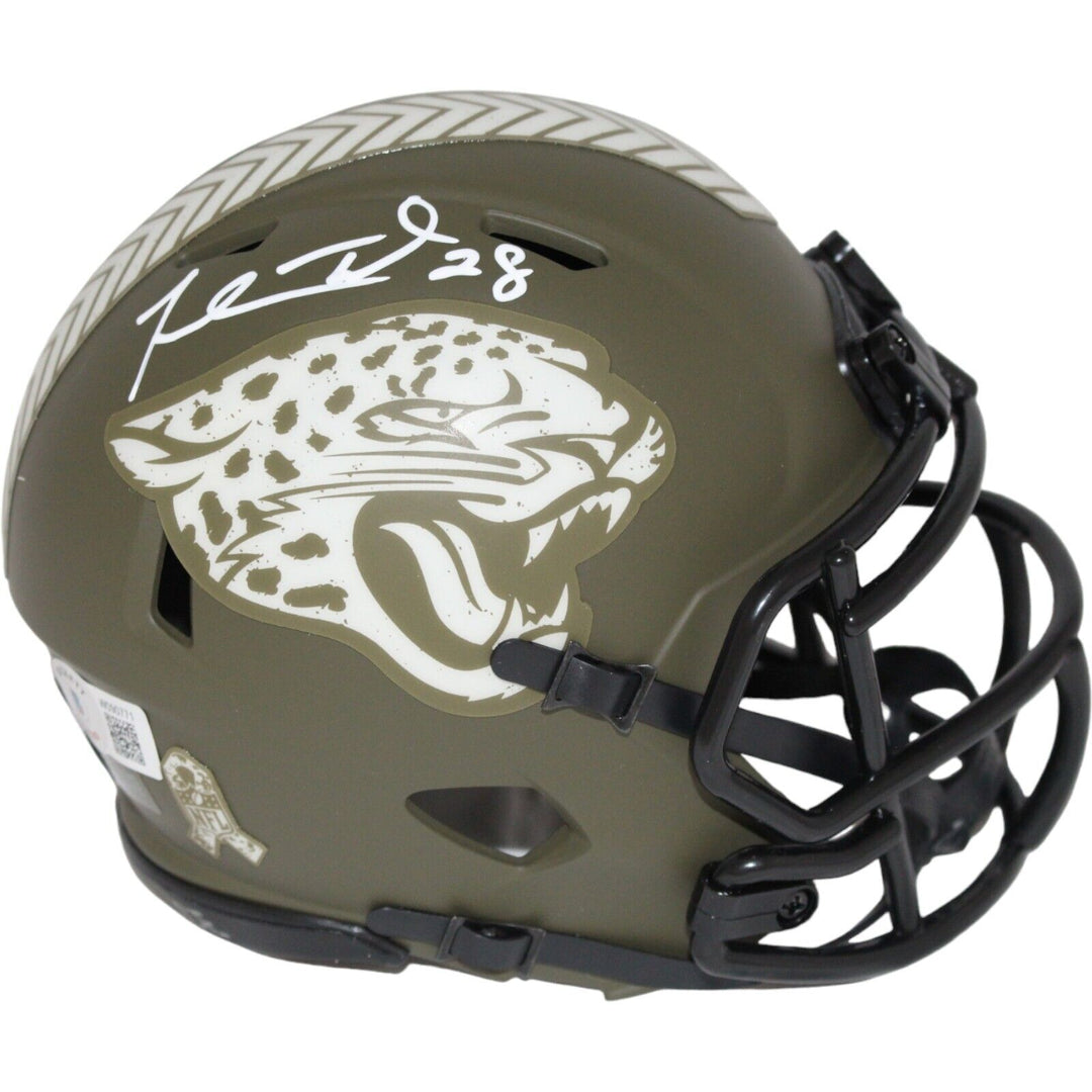 Fred Taylor Autographed Jacksonville Jaguars Salute Mini Helmet Beckett 42285 Image 1