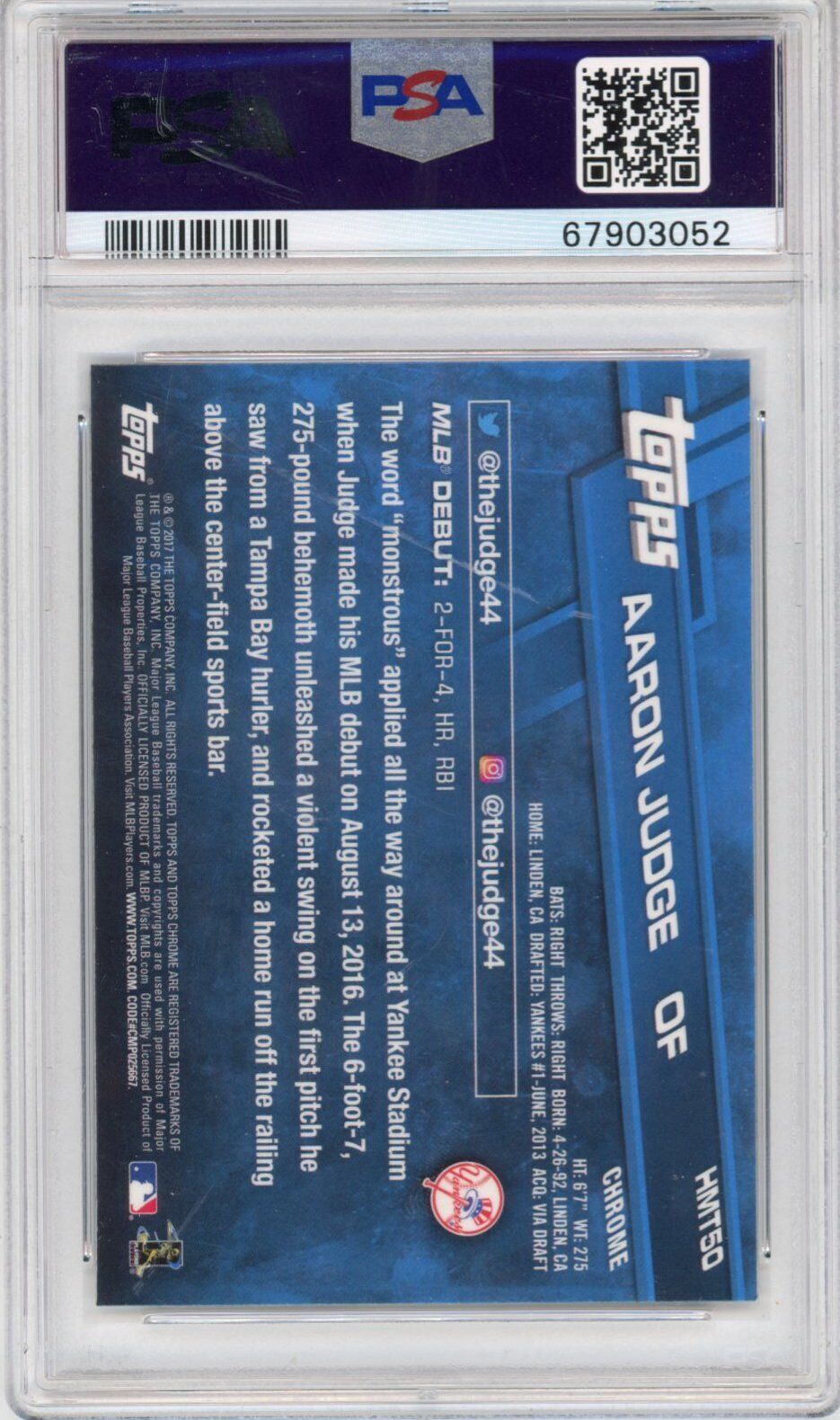 2017 Aaron Judge Rookie Card popular PSA 10