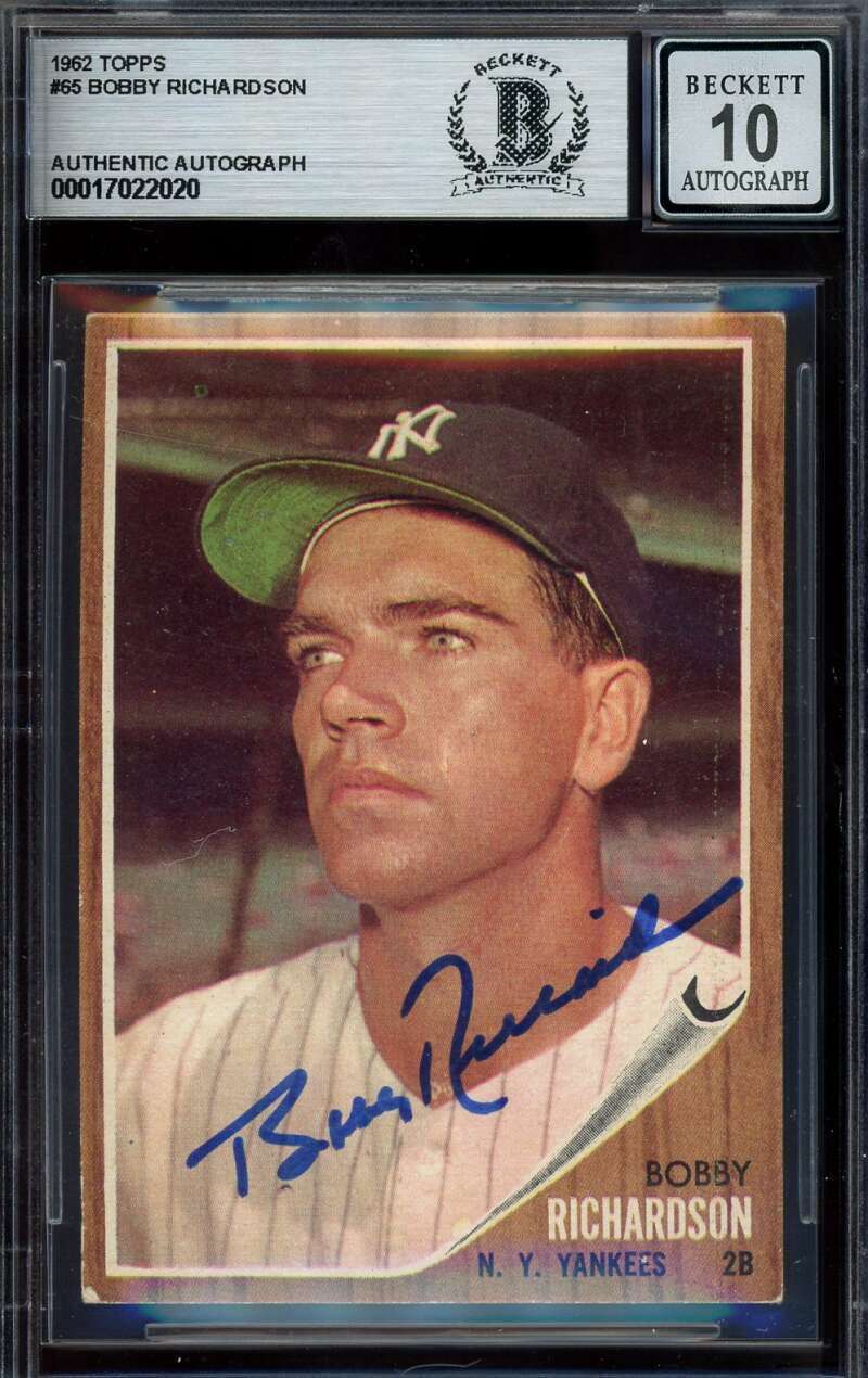 Bobby Richardson Gem Mint 10 Beckett BAS Signed 1962 Topps Autograph Image 1