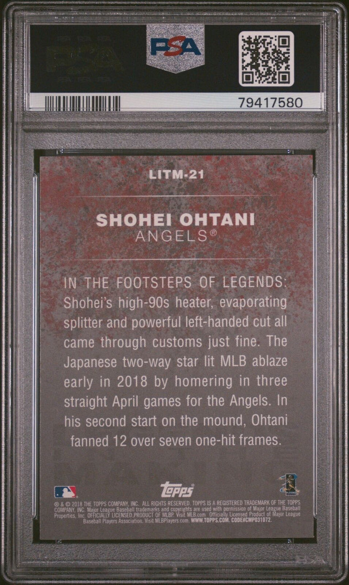 Graded 2018 Topps Upd Shohei Ohtani #LITM21 Legends Making Baseball Card PSA 10 Image 2