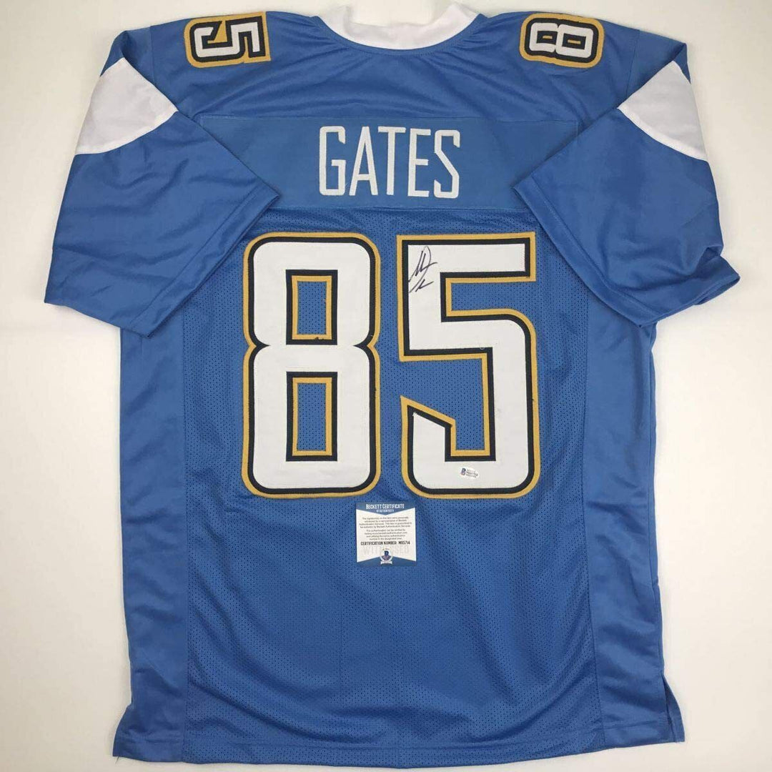 Autographed/Signed ANTONIO GATES Los Angeles Powder Blue Jersey Beckett BAS COA Image 1