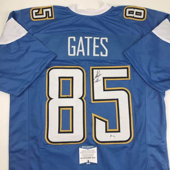 Autographed/Signed ANTONIO GATES Los Angeles Powder Blue Jersey Beckett BAS COA Image 2