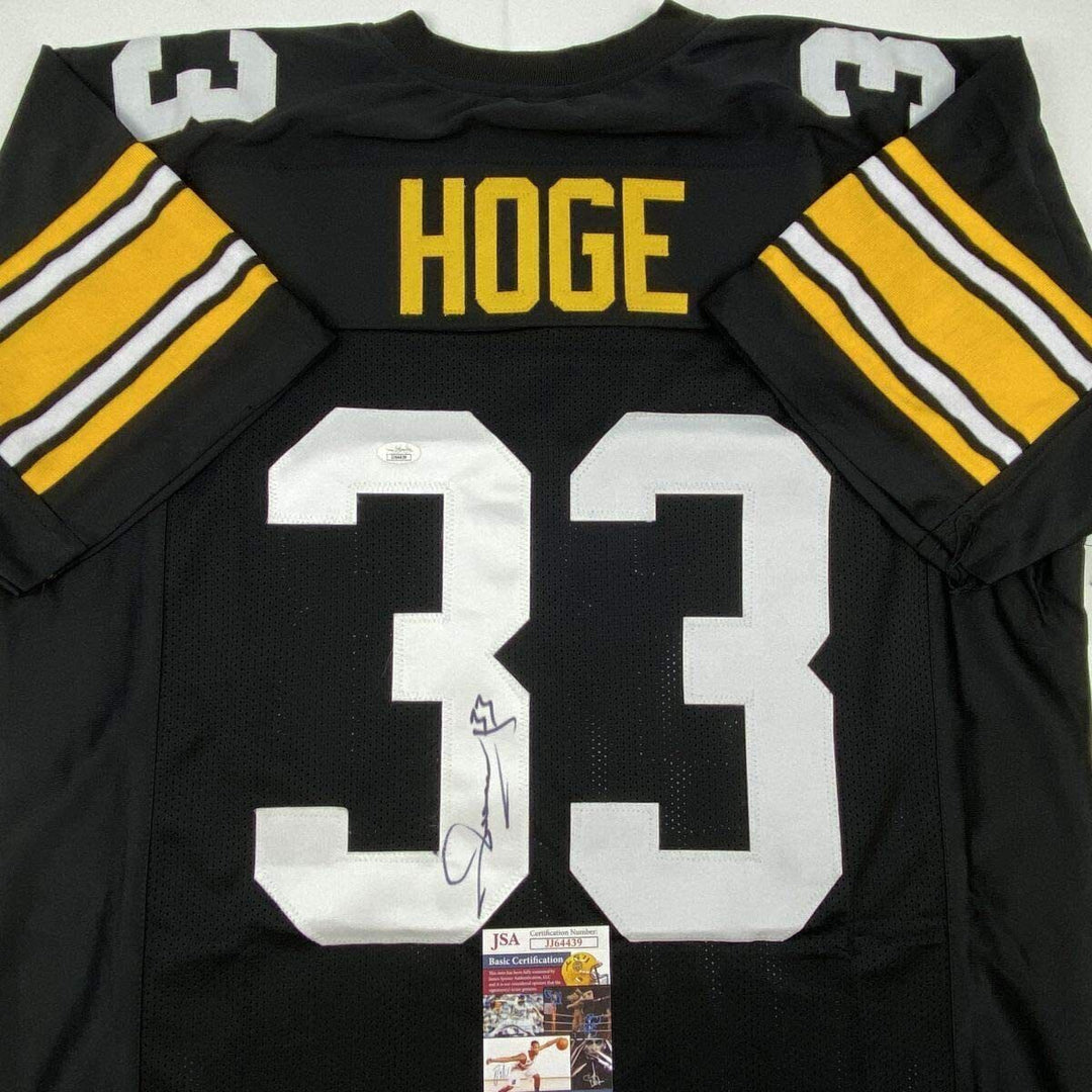 Autographed/Signed MERRIL HOGE Pittsburgh Black Football Jersey JSA COA Auto Image 2