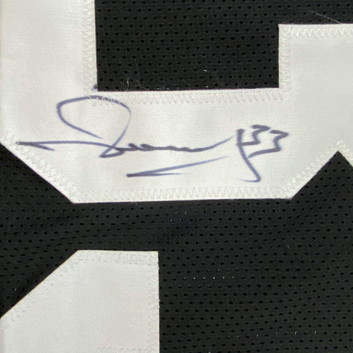 Autographed/Signed MERRIL HOGE Pittsburgh Black Football Jersey JSA COA Auto Image 3