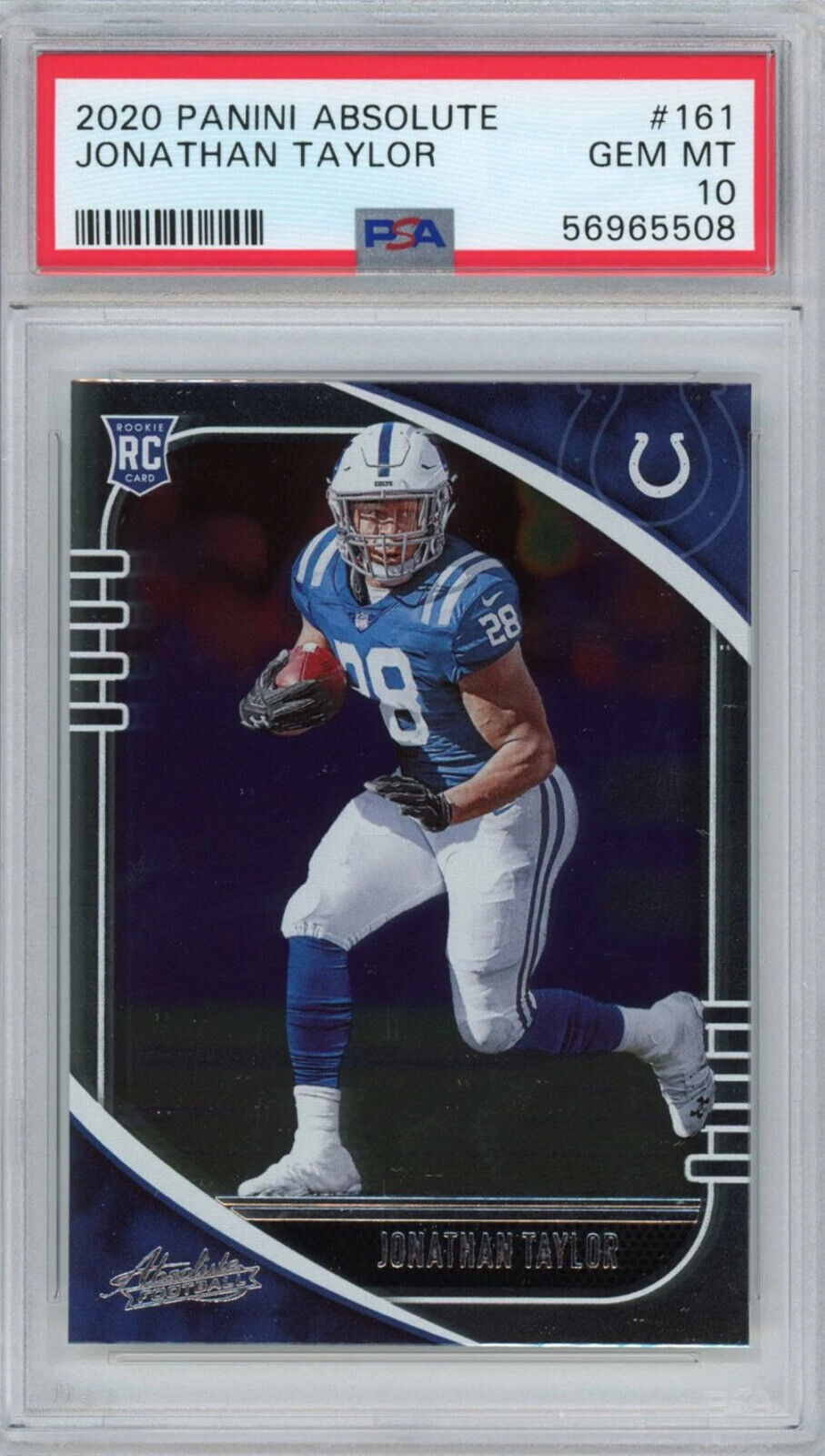 Graded 2020 Panini Absolute Jonathan Taylor #161 Rookie RC Football Card PSA 10 Image 1