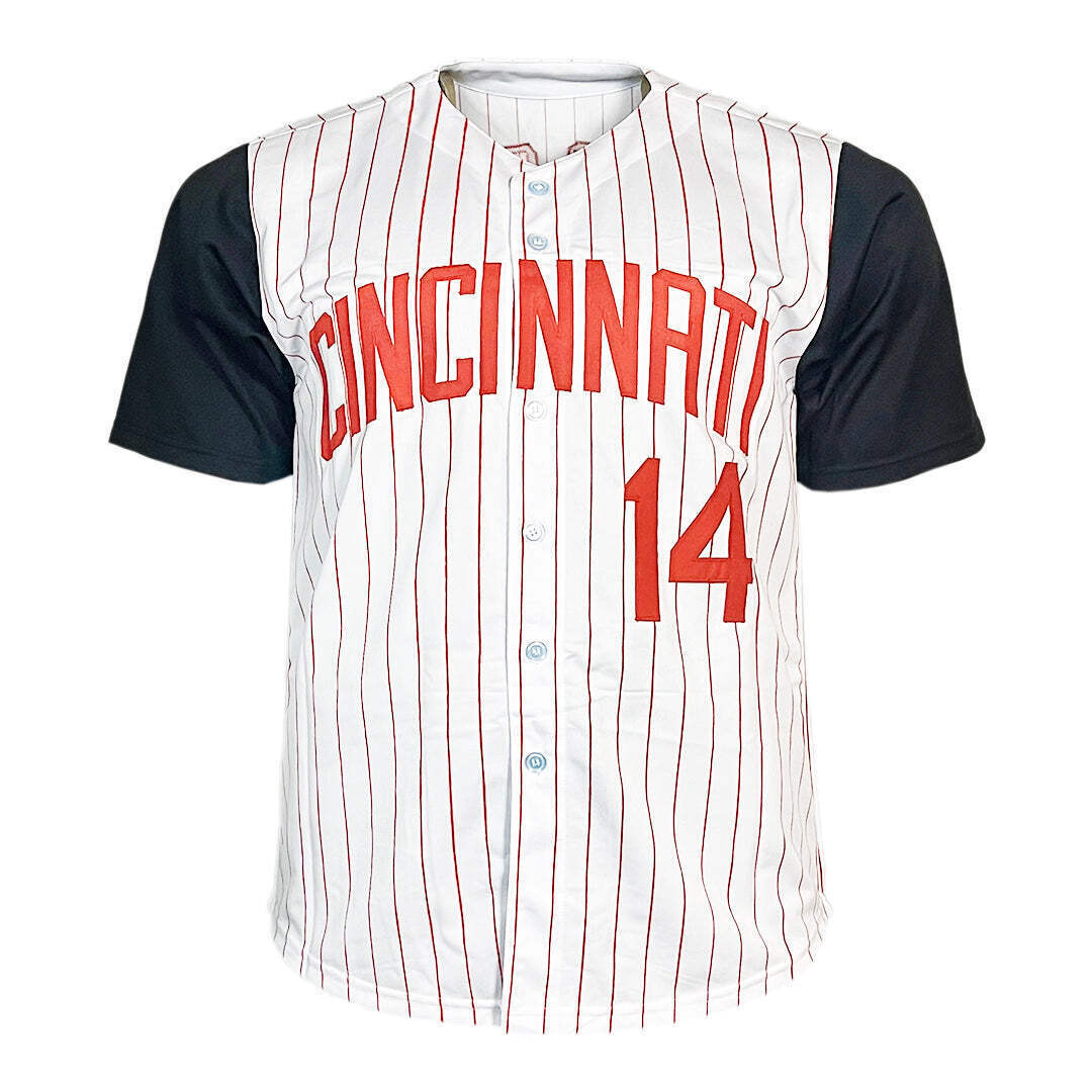 Pete Rose Signed Cincinnati Pinstripe Baseball Jersey (JSA) Image 3