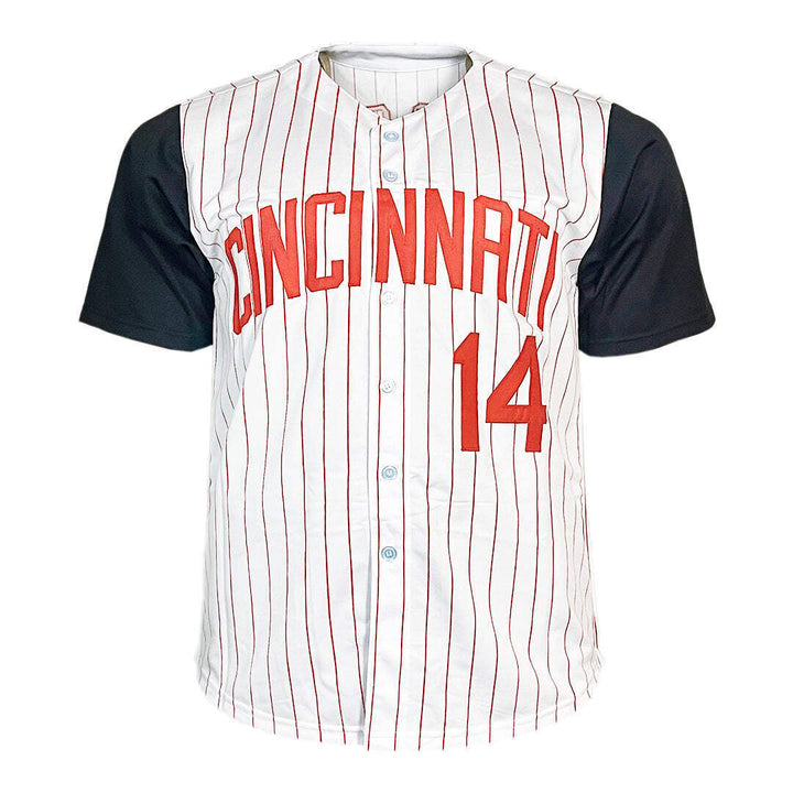 Pete Rose Signed Cincinnati Pinstripe Baseball Jersey (JSA) Image 3