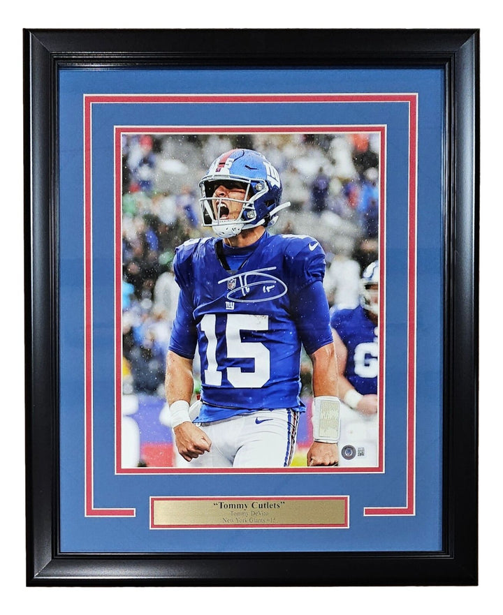 Tommy Devito Signed Framed 11x14 New York Giants Scream Photo BAS ITP Image 1