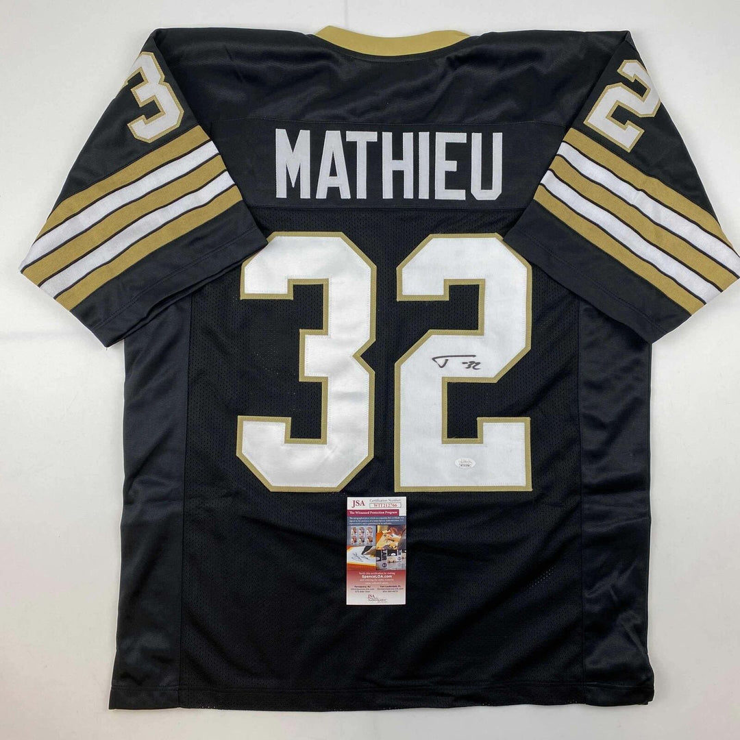 Autographed/Signed Tyrann Mathieu New Orleans Black Football Jersey JSA COA Image 1