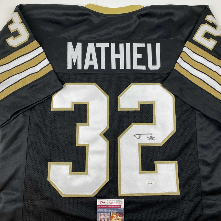 Autographed/Signed Tyrann Mathieu New Orleans Black Football Jersey JSA COA Image 2