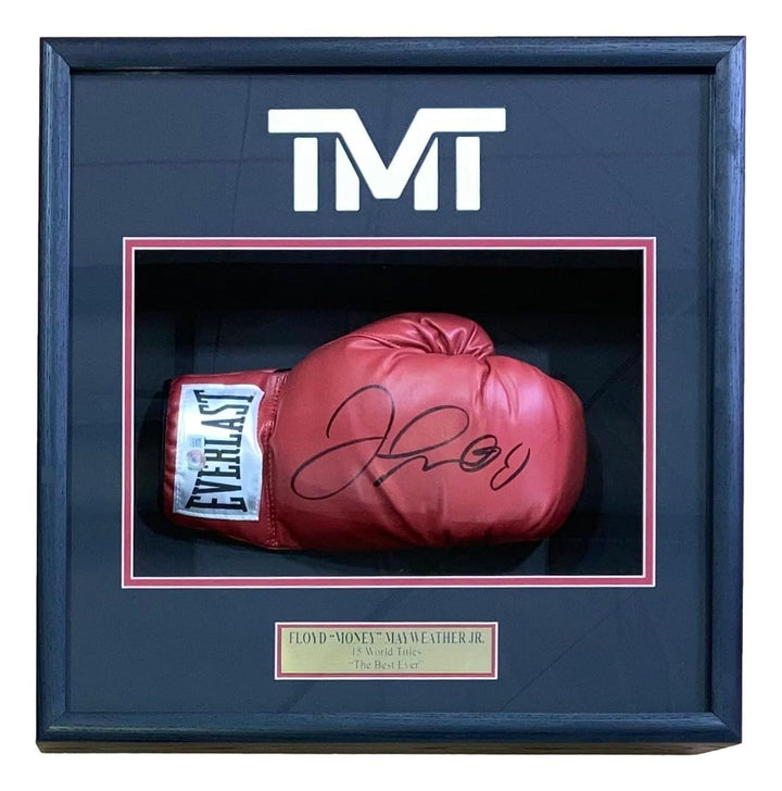 Floyd Mayweather Jr Signed Red Everlast RH Boxing Glove Shadowbox BAS ITP Image 1