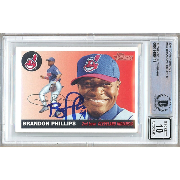 Brandon Phillips Indians Signed 2004 Topps Heritage SP Card BGS Auto 10 Graded Slab