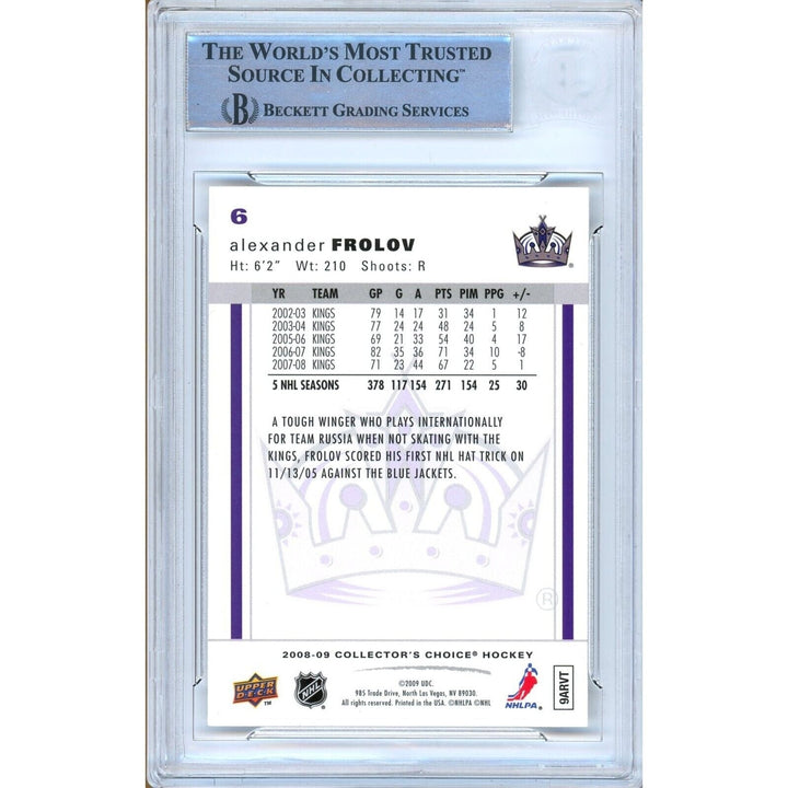 Alexander Frolov Los Angeles Kings Signed 2008-09 Collectors Choice BAS Auth Auto Slab