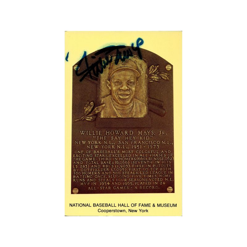 Willie Mays Autographed HOF Plaque (JSA Auth)