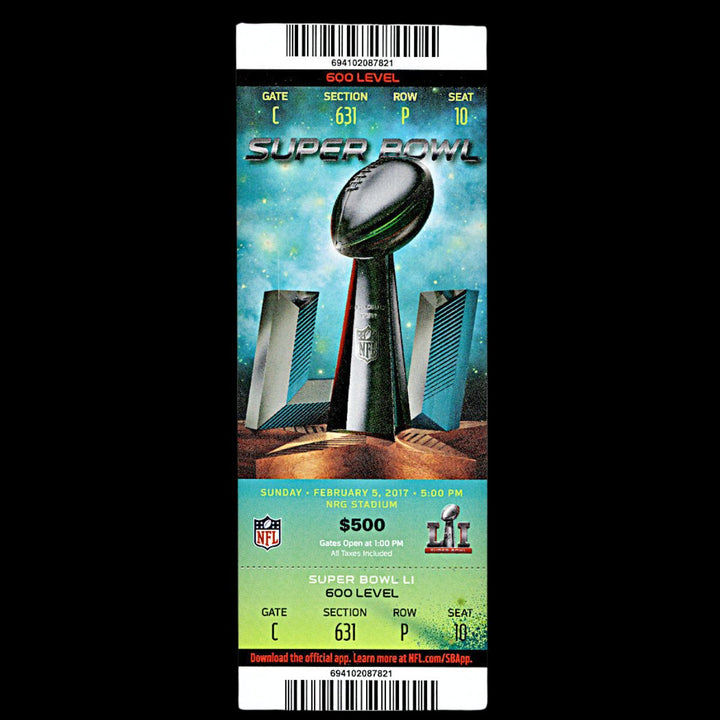 Super Bowl LI New England Patriots vs Atlanta Falcons Ticket Stub (631, P, 10)