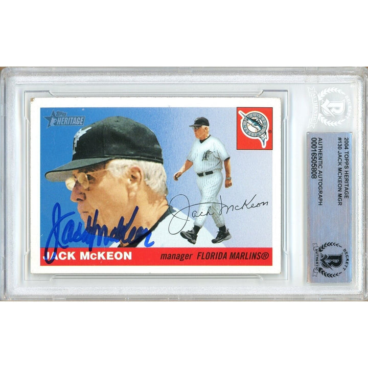 Jack McKeon Miami Marlins Signed 2004 Topps Heritage Baseball Card BAS Auth Auto Slab