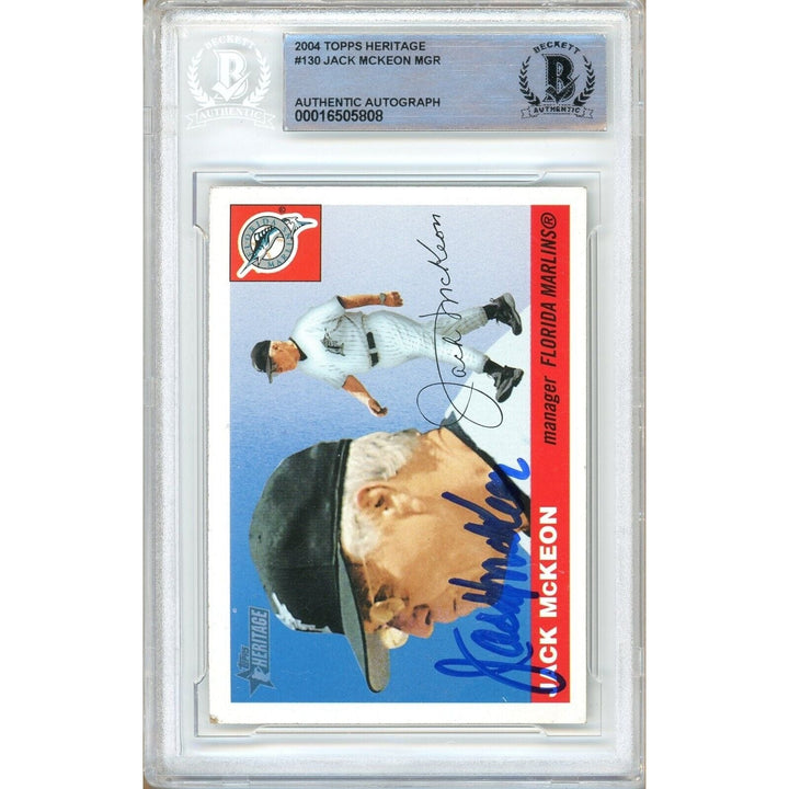 Jack McKeon Miami Marlins Signed 2004 Topps Heritage Baseball Card BAS Auth Auto Slab