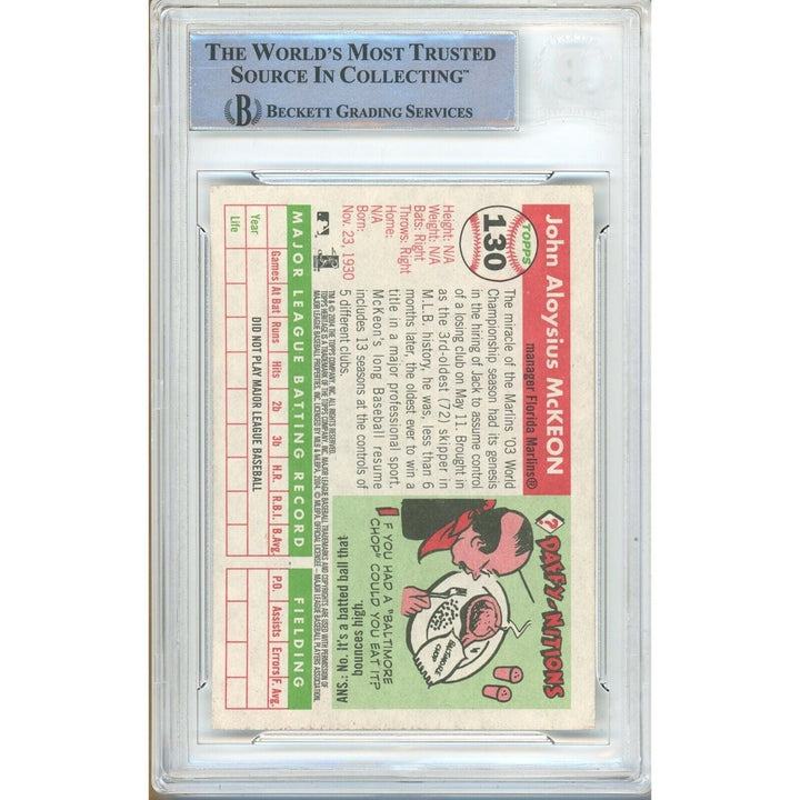 Jack McKeon Miami Marlins Signed 2004 Topps Heritage Baseball Card BAS Auth Auto Slab