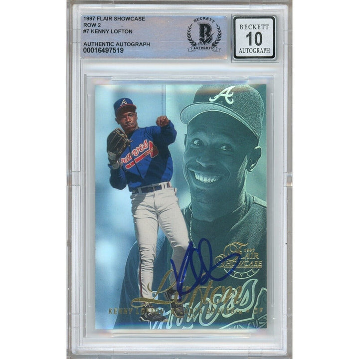 Kenny Lofton Atlanta Braves Signed 1997 Flair Showcase Card BGS Auto 10 Graded Slab