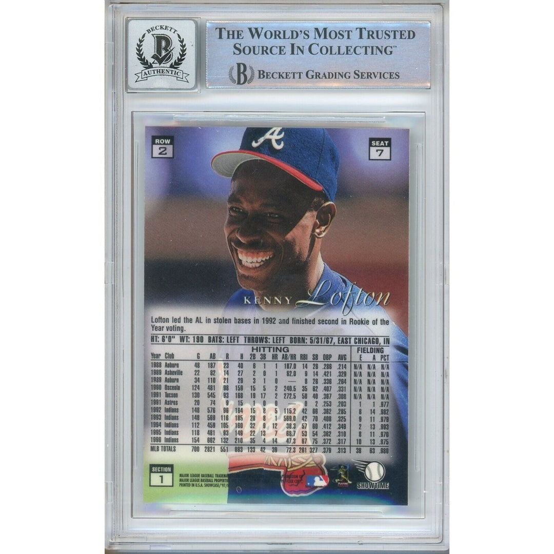 Kenny Lofton Atlanta Braves Signed 1997 Flair Showcase Card BGS Auto 10 Graded Slab