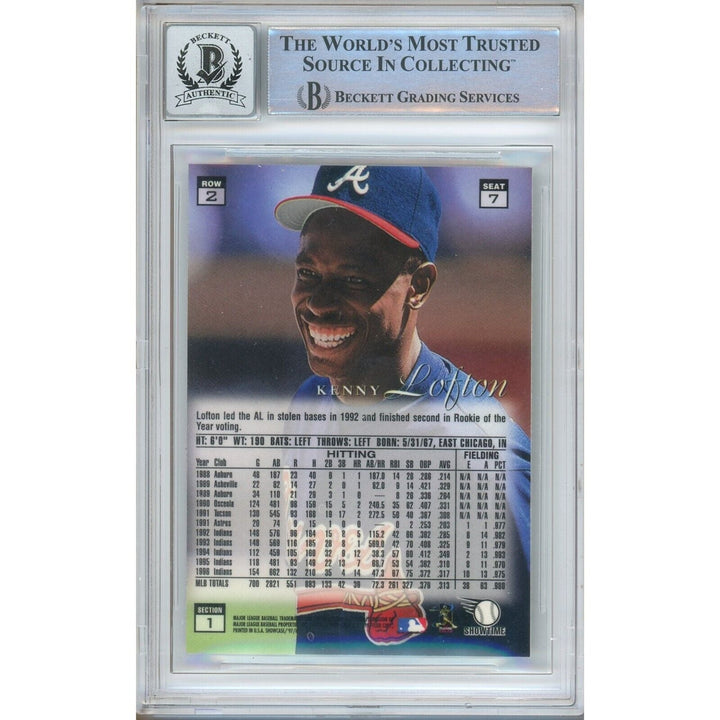 Kenny Lofton Atlanta Braves Signed 1997 Flair Showcase Card BGS Auto 10 Graded Slab