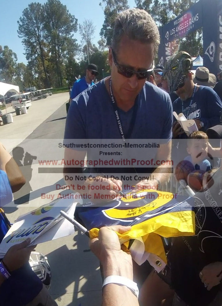 LA Rams Legends Signed Football Flag Eric Dickerson Jim Everett Henry Ellard Beckett