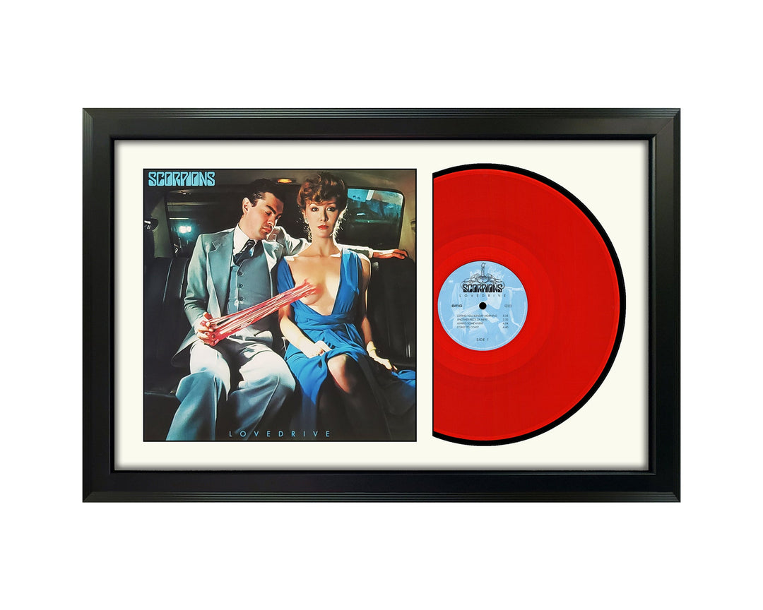 Scorpions Lovedrive Red Vinyl Record & Cover Professionally Framed 17.5 x 26.5 Display with a White Mat