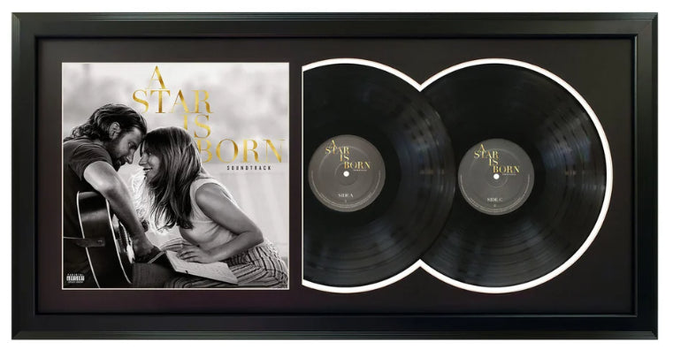 A Star is Born Soundtrack Double Vinyl Record & Cover Professionally Framed 17.5 x 34.5 Display with a Black Mat