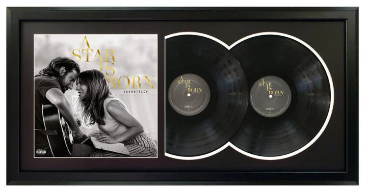 A Star is Born Soundtrack Double Vinyl Record & Cover Professionally Framed 17.5 x 34.5 Display with a Black Mat
