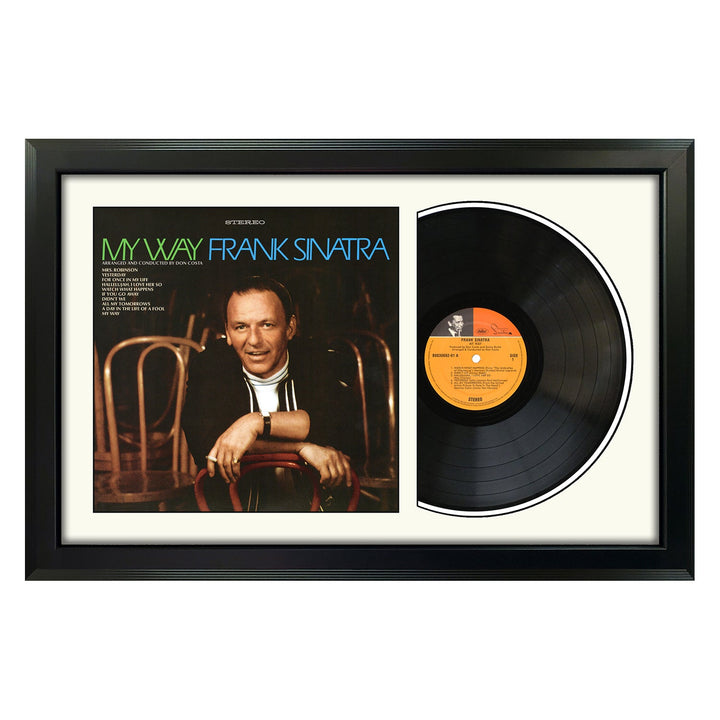 My Way Frank Sinatra Genuine Vinyl Record & Cover Professionally Framed 17.5 x 26.5Display with a White Mat