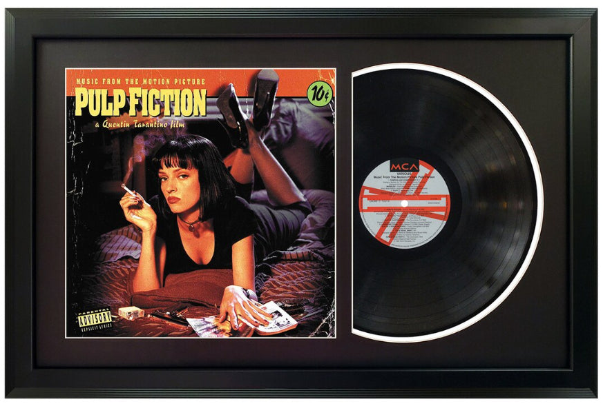 Pulp Fiction Movie Soundtrack Vinyl Record & Cover Professionally Framed 17.5 x 26.5 Wall Display with a Black Mat