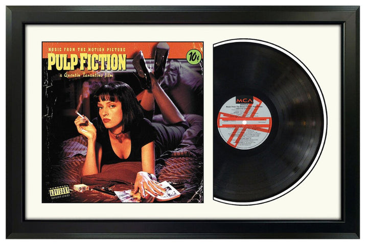 Pulp Fiction Movie Soundtrack Vinyl Record & Cover Professionally Framed 17.5 x 26.5 Wall Display with a White Mat