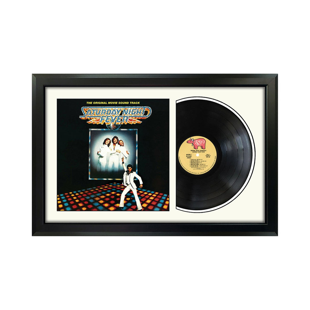 Saturday Night Fever The Movie Soundtrack Vinyl Record & Cover Professionally Framed 17.5 x 26.5 Display with a White Mat