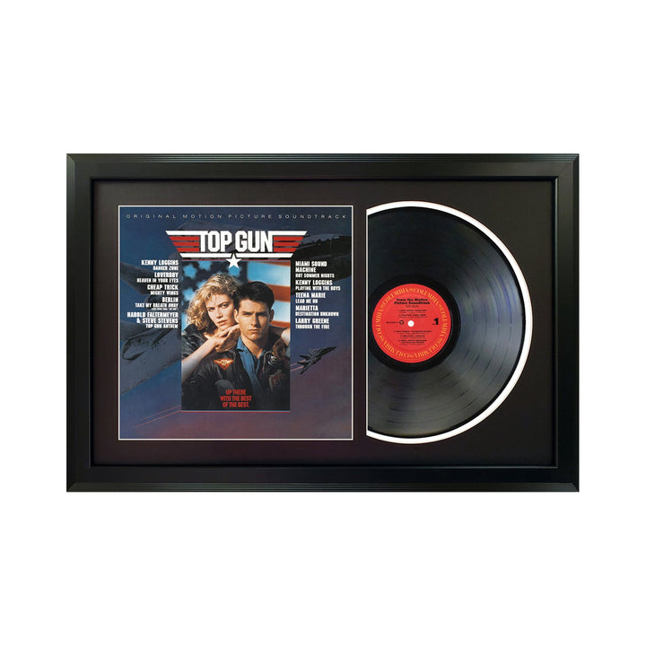 Top Gun Soundtrack Vinyl Record & Cover Professionally Framed 17.5 x 26.5 Display with a Black Mat