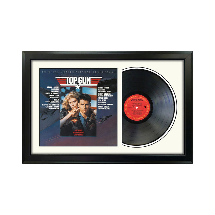 Top Gun Soundtrack Vinyl Record & Cover Professionally Framed 17.5 x 26.5 Display with a White Mat