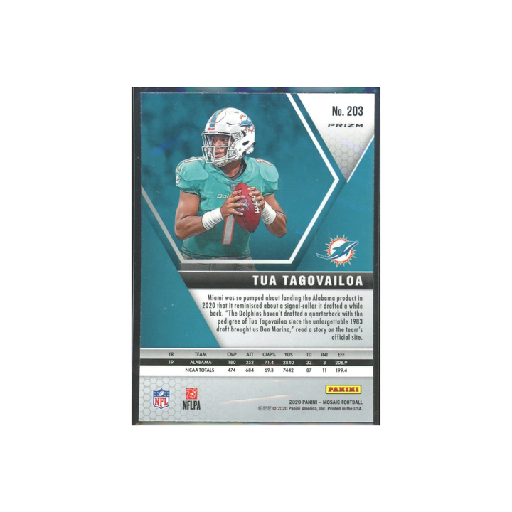 2020 Panini Mosaic Football Base Rookies #203: Tua Tagovailoa Panini Mosaic Mosaic Reactive Orange Rookie RC