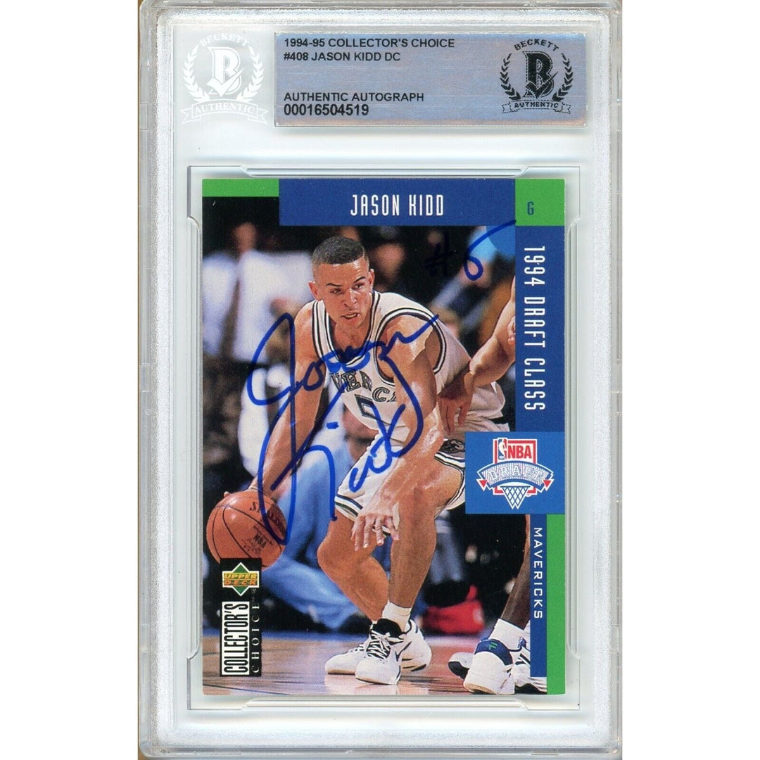 Jason Kidd Dallas Mavericks Signed 1994 Collectors Choice Draft Class Card BAS Auth Auto