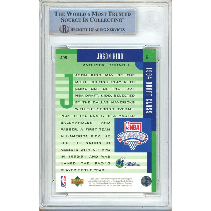 Jason Kidd Dallas Mavericks Signed 1994 Collectors Choice Draft Class Card BAS Auth Auto