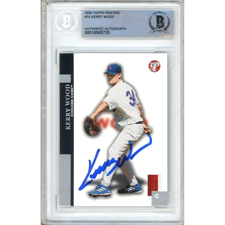 Kerry Wood Chicago Cubs Signed 2005 Topps Pristine Baseball Card Beckett Auth Auto Slab