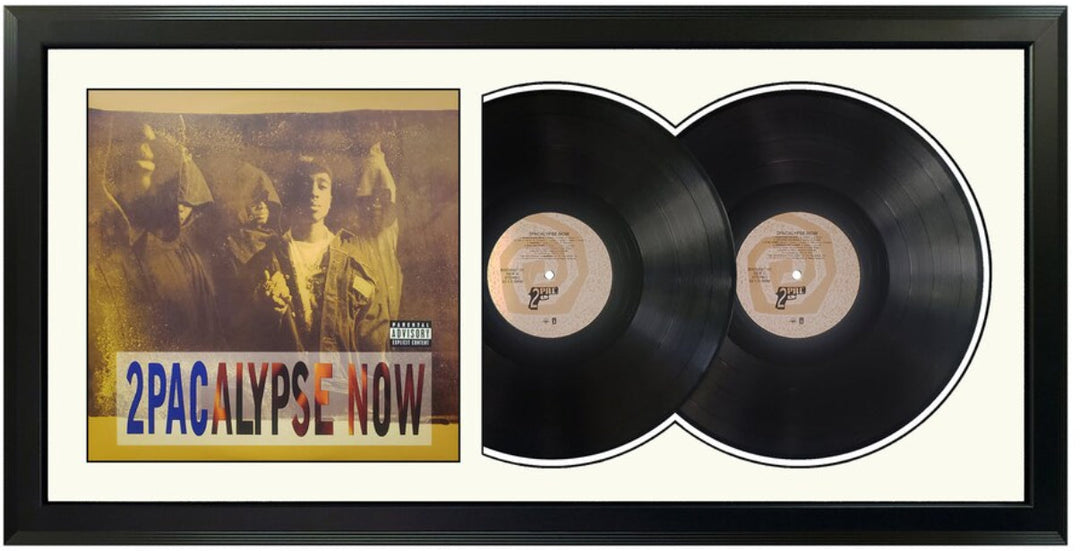 2Pac 2Pacalypse Now  Genuine Double Vinyl Records & Cover Professionally Framed 17.5 x 34.5 Wall Display with a White Mat