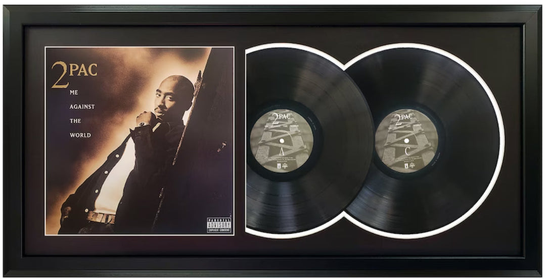 2Pac Me Against the World Genuine Double Vinyl Records & Cover Professionally Framed 17.5 x 34.5 Wall Display with a Black Mat