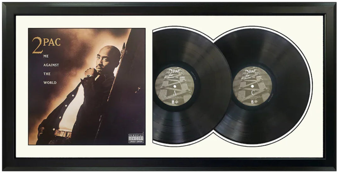 2Pac Me Against the World Genuine Double Vinyl Records & Cover Professionally Framed 17.5 x 34.5 Wall Display with a White Mat