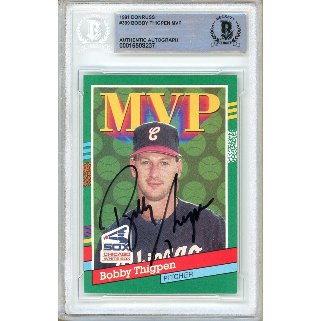 Bobby Thigpen White Sox Signed 1991 Donruss MVP Baseball Card Beckett Auth Auto Slab