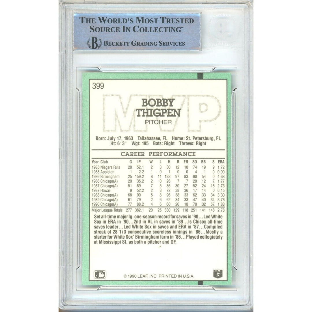 Bobby Thigpen White Sox Signed 1991 Donruss MVP Baseball Card Beckett Auth Auto Slab