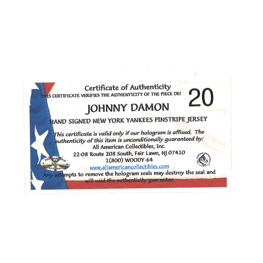 Johnny Damon Yankees Autographed Russell Authentic Jersey All American COA