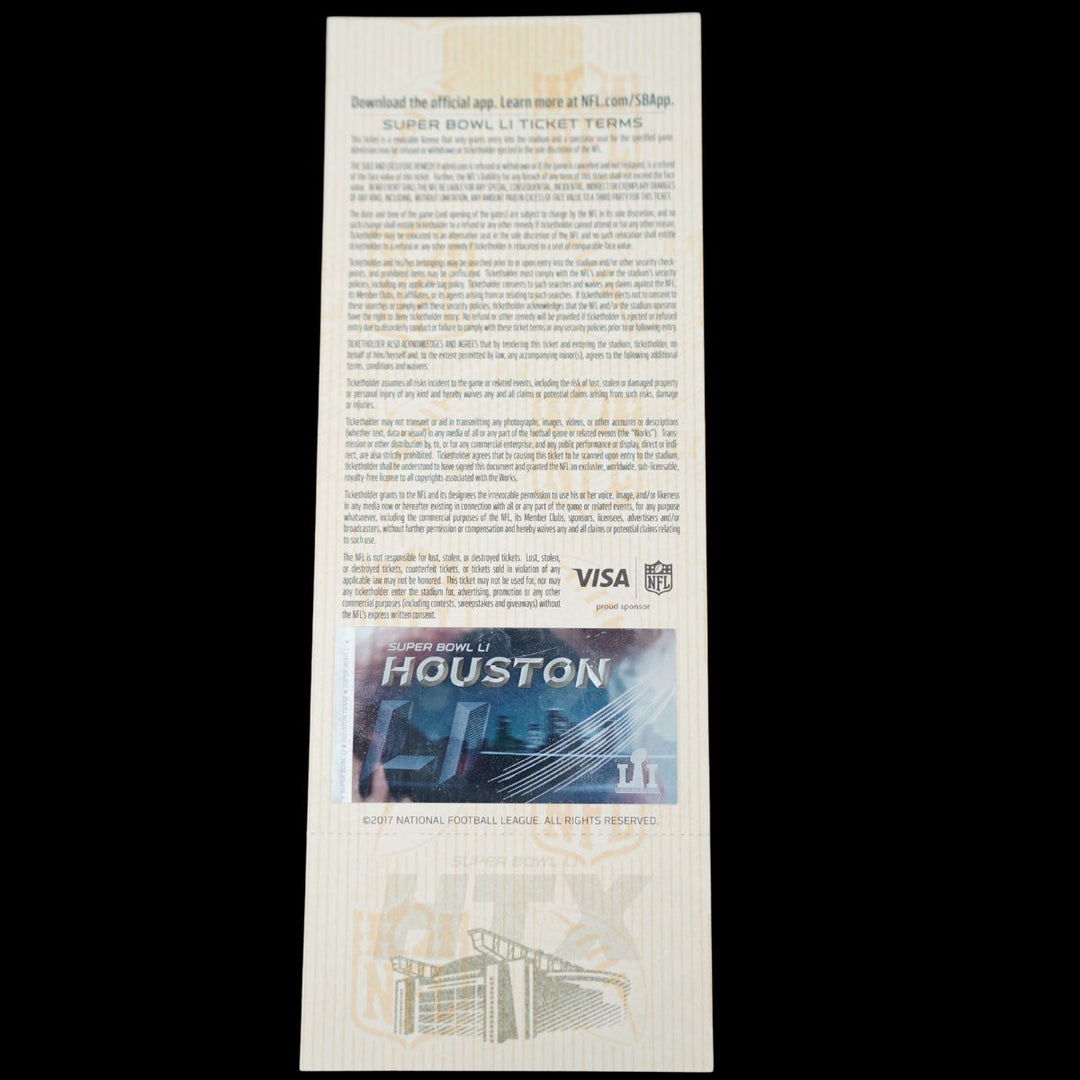 Super Bowl LI New England Patriots vs Atlanta Falcons Ticket Stub (631, P, 10)