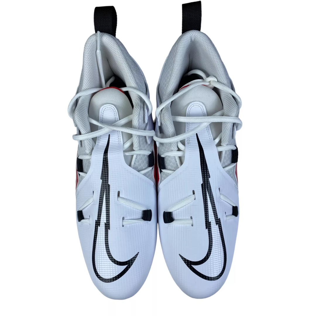 Ohio State Football Team Issued Nike Alpha Menace Pro 3 P White/Black - University Red Pair of Cleats