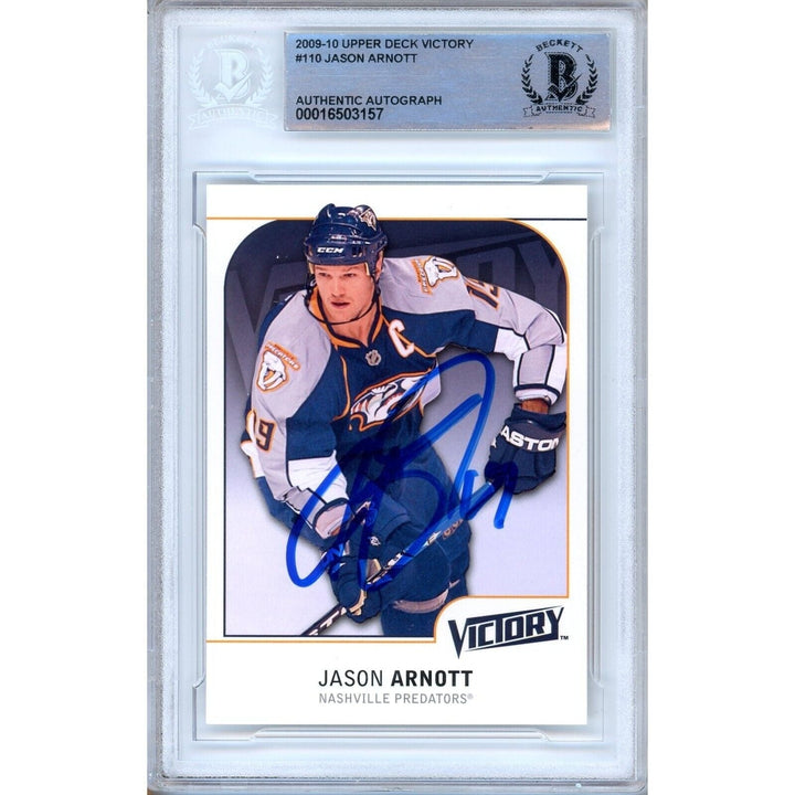 Jason Arnott Nashville Predators Signed 2009-10 Upper Deck Card BAS Auth Auto Slab